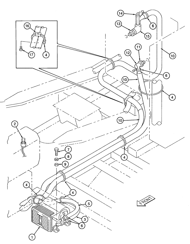 Схема запчастей Case 9020 - (9-30) - HEATER AND HOSES (09) - CHASSIS