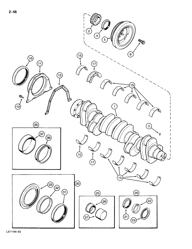 Схема запчастей Case 888 - (2-046) - CRANKSHAFT, 6T-590 DIESEL ENGINE (02) - ENGINE