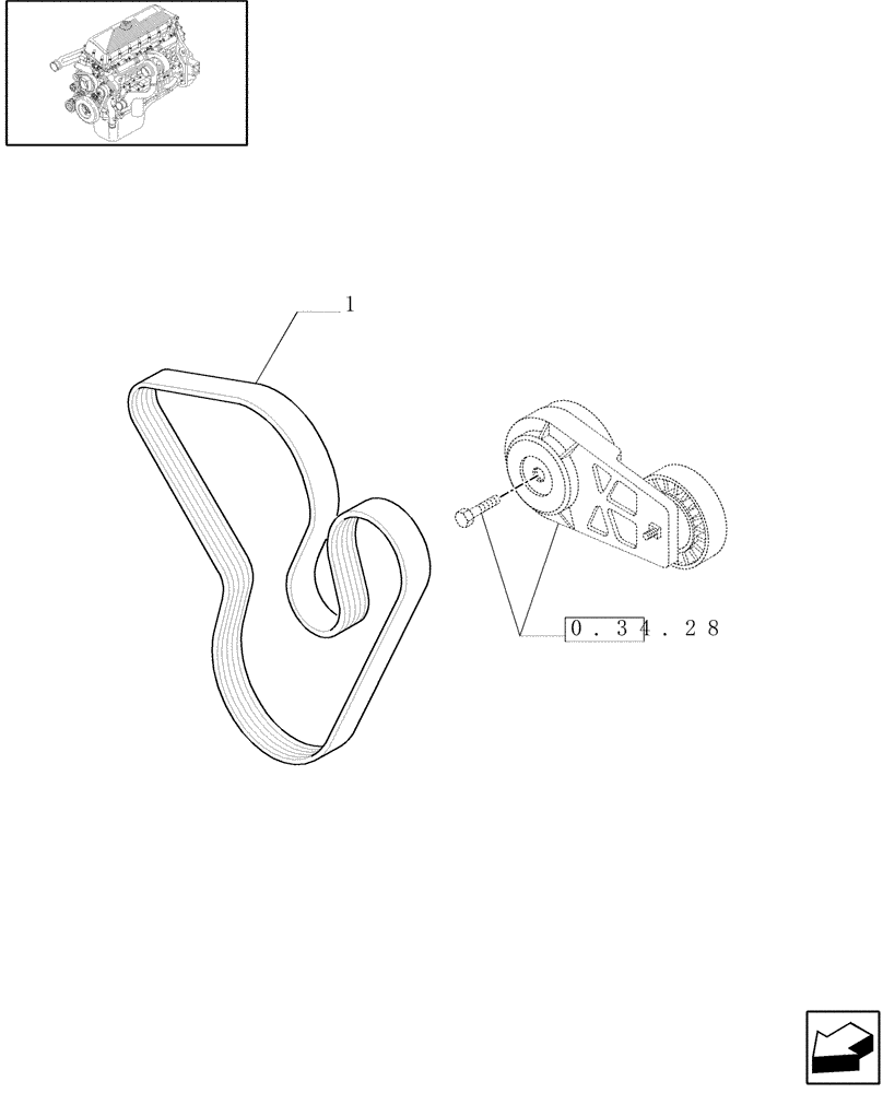 Схема запчастей Case F3AE0684G B001 - (0.34.06[01]) - BELT ASSEMBLY (500387451) 