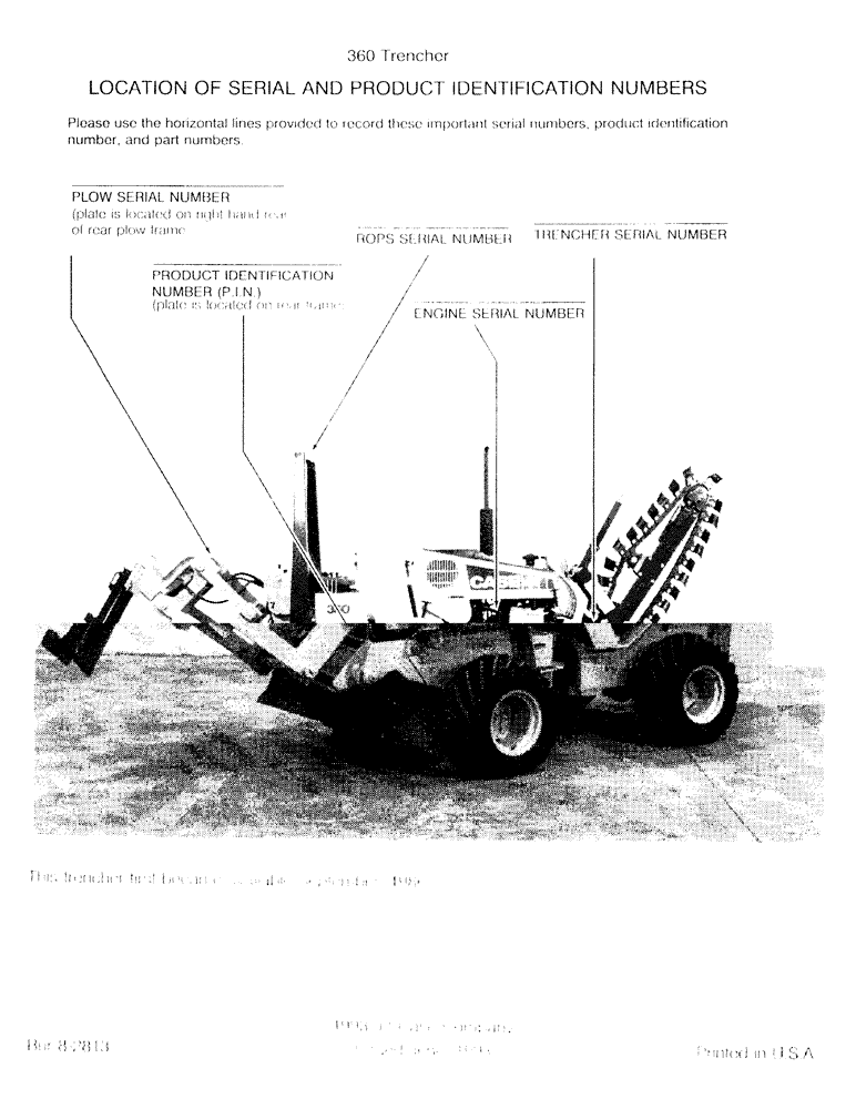 Схема запчастей Case 360 - (1-02) - LOCATION OF SERIAL AND PRODUCT IDENTIFICATION NUMBERS (00) - PICTORIAL INDEX