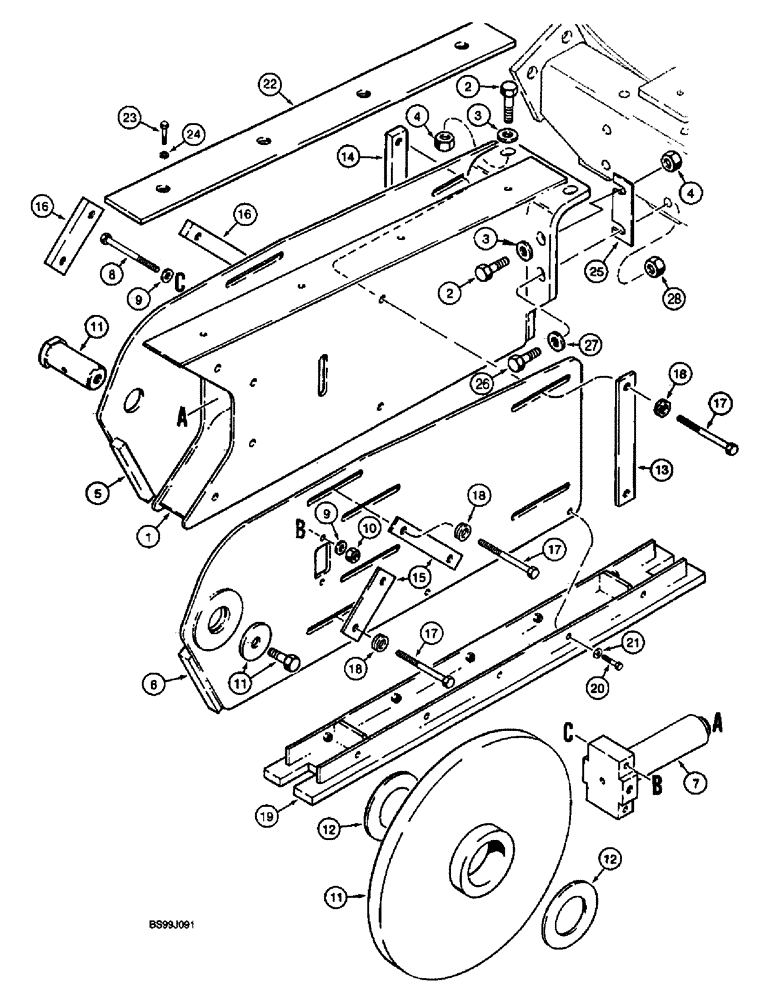 Схема запчастей Case 660 - (9-060) - TRENCHER BOOMS & MOUNTING, ROCK BOOM, 4 FOOT, FOR STD. TRENCHER & FOR QUAD W/ BOLT-ON TRENCHER FRAME (09) - CHASSIS/ATTACHMENTS