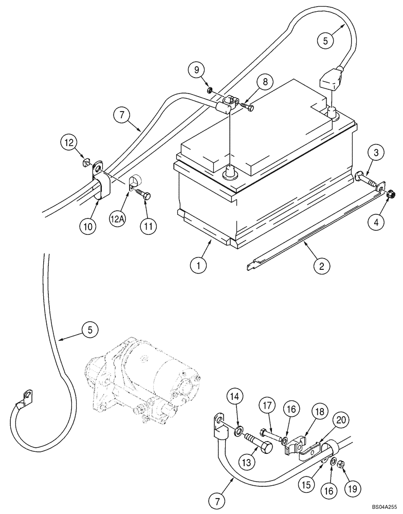 Схема запчастей Case 445CT - (04-04) - BATTERY - CABLES (04) - ELECTRICAL SYSTEMS