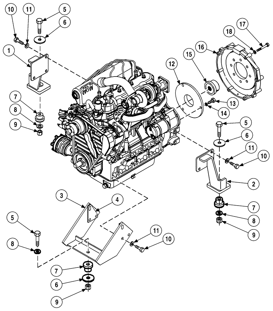 Схема запчастей Case 6010 - (02-01) - ENGINE - MOUNTING (10) - ENGINE