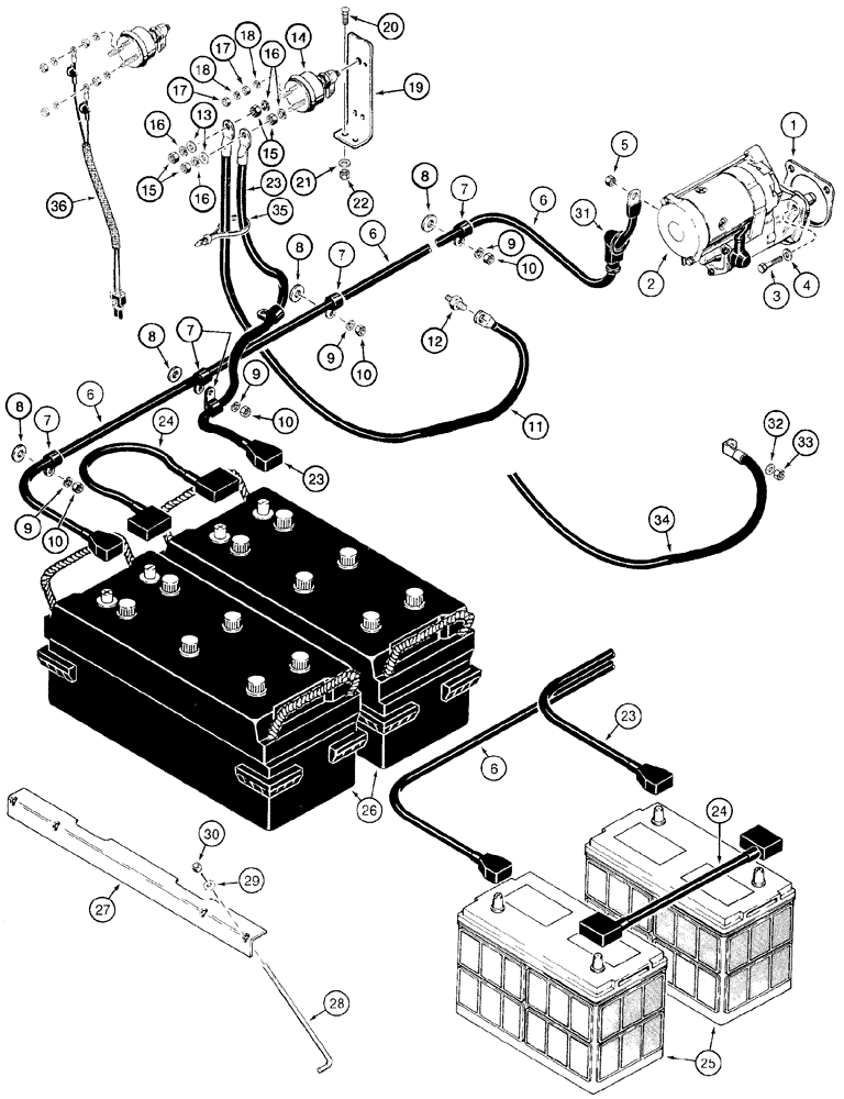 Схема запчастей Case 621C - (04-050) - BATTERY CABLES (04) - ELECTRICAL SYSTEMS