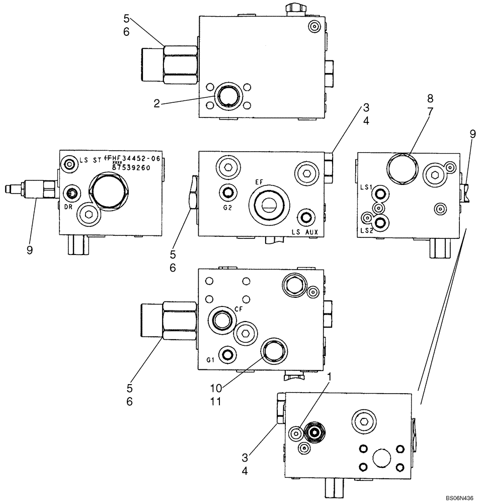 Схема запчастей Case 821E - (08-34) - VALVE ASSY - MANIFOLD (08) - HYDRAULICS