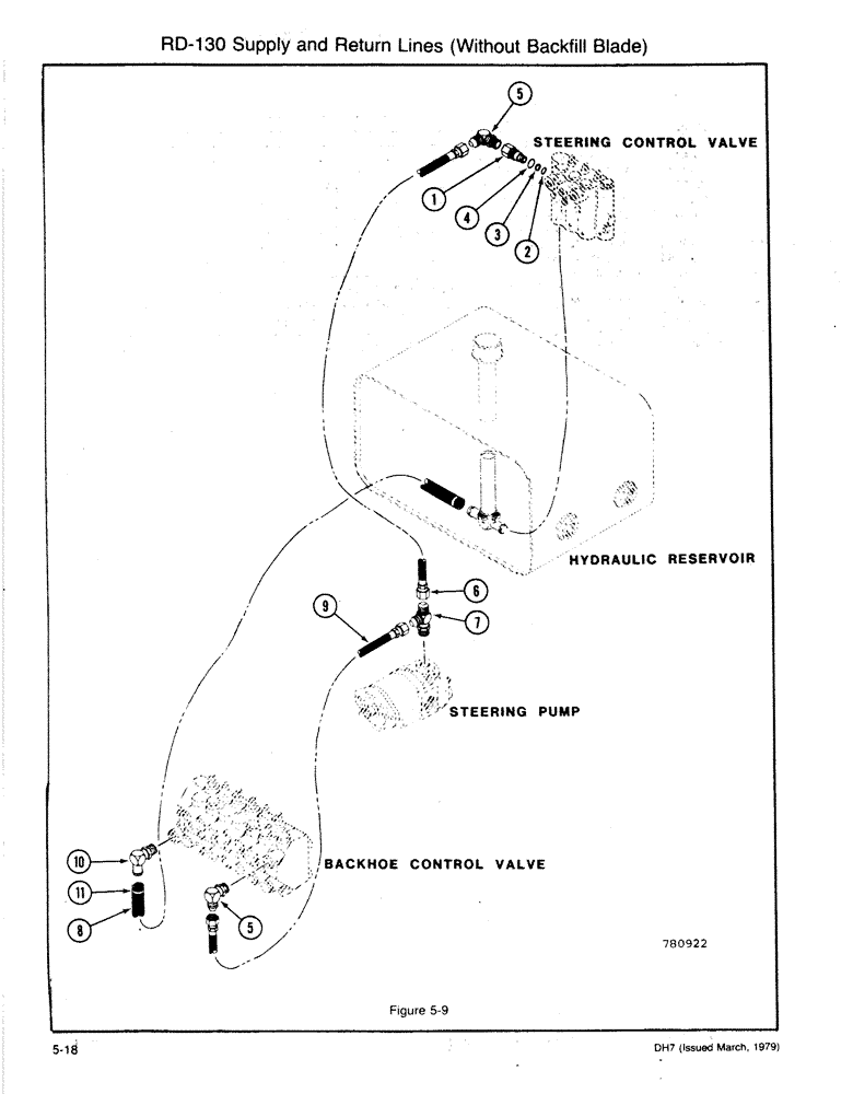 Схема запчастей Case DH7 - (5-18) - RD-130 SUPPLY AND RETURN LINES (WITHOUT BACKFILL BLADE) (35) - HYDRAULIC SYSTEMS