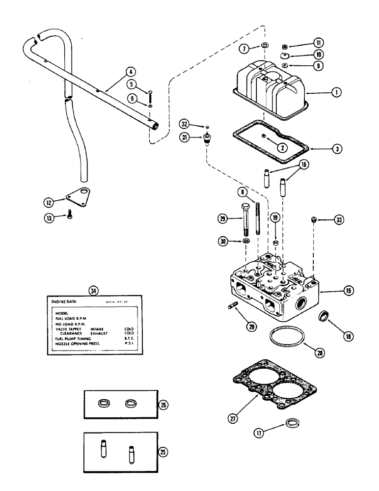 Схема запчастей Case W10E - (012) - CYLINDER HEAD & COVER, (401B) DIESEL ENGINE (02) - ENGINE