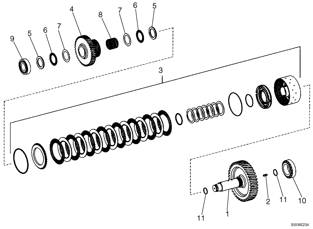 Схема запчастей Case 821E - (06-25) - TRANSMISSION - CLUTCH ASSY, THIRD - P.I.N. N7F203144 AND AFTER (06) - POWER TRAIN