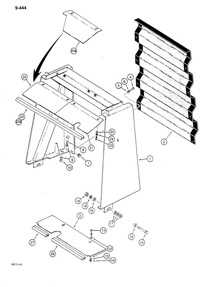 Схема запчастей Case 680K - (9-444) - RADIATOR GUARD AND GRILLE (09) - CHASSIS/ATTACHMENTS