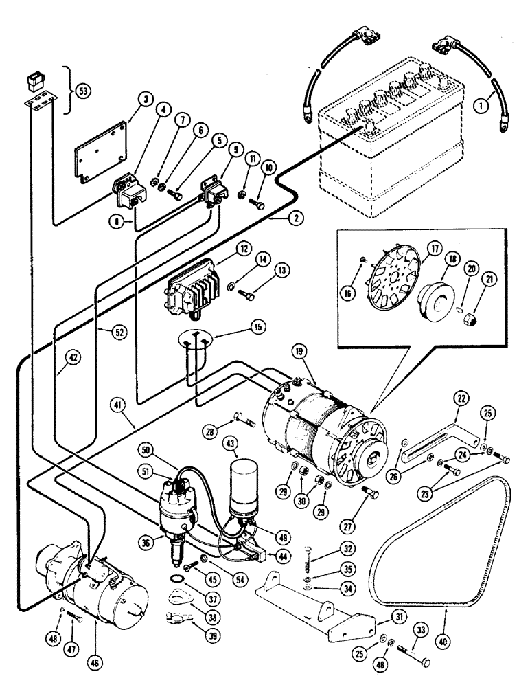 Схема запчастей Case 500 - (058) - ELECTRICAL EQUIPMENT AND WIRING, (188) SPARK IGNITION ENGINE, WITH ALTERNATOR SYSTEM (06) - ELECTRICAL SYSTEMS