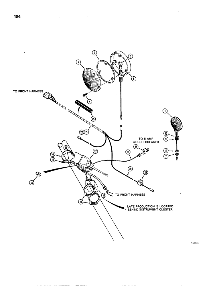 Схема запчастей Case W24B - (104) - TURN SIGNAL AND FLASHER LIGHT (04) - ELECTRICAL SYSTEMS