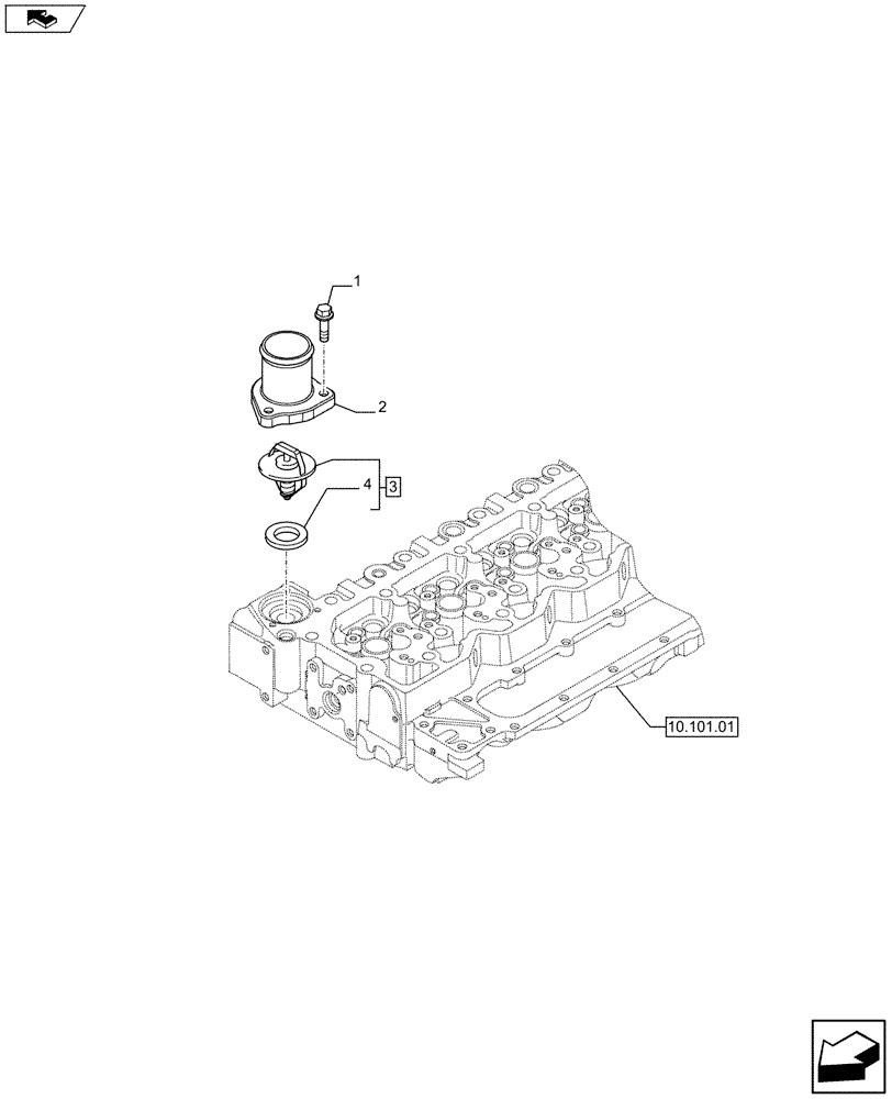 Схема запчастей Case F4HFA613A E002 - (10.402.01) - TEMPERATURE CONTROL (THERMOSTAT) - (2858073 - 2854096) (10) - ENGINE