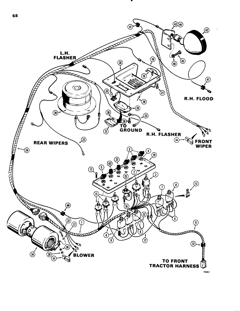 Схема запчастей Case W20 - (068) - ELECTRICAL SYSTEM, OPERATORS COMPARTMENT (04) - ELECTRICAL SYSTEMS