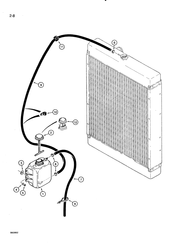 Схема запчастей Case 821 - (2-008) - COOLANT RECOVERY SYSTEM (02) - ENGINE