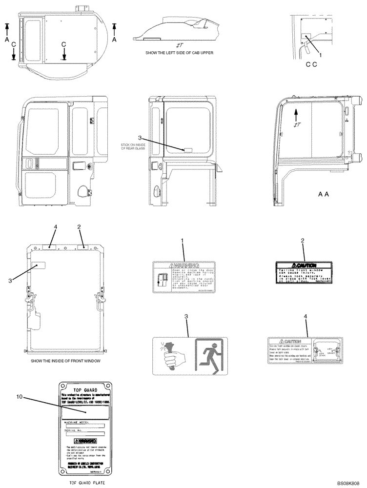 Схема запчастей Case CX27B BTW - (06-014) - NAME PLATE INSTALLATION (CAB) (PW22T00085F1) (90) - PLATFORM, CAB, BODYWORK AND DECALS