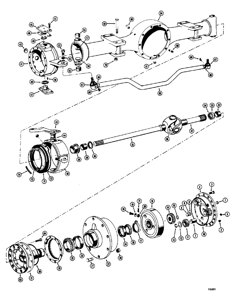 Схема запчастей Case W7 - (226) - STEERING AXLE AND PLANETARY, EARLY PRODUCTION (06) - POWER TRAIN