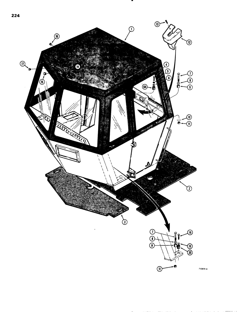 Схема запчастей Case W20 - (224) - CAB MOUNTING (09) - CHASSIS