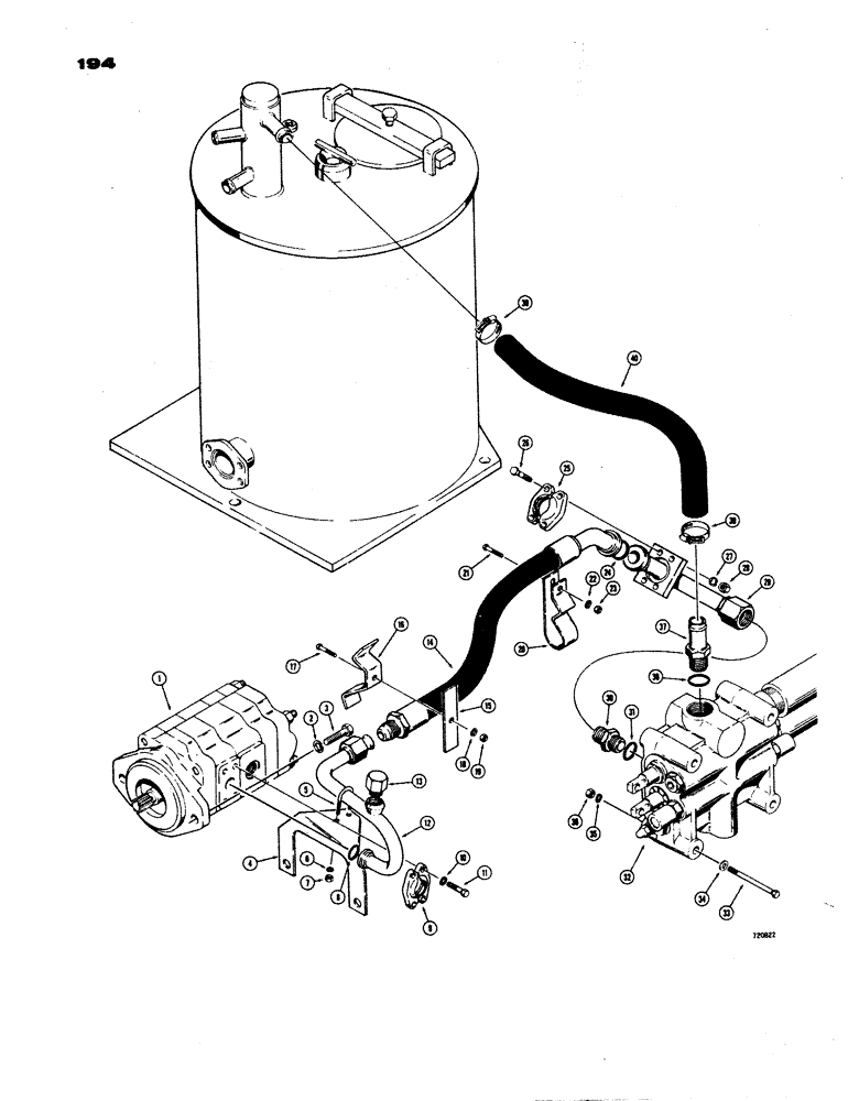 Схема запчастей Case W24B - (194) - LOADER HYDRAULICS, LOADER PRESSURE LINE HYDRAULICS (08) - HYDRAULICS