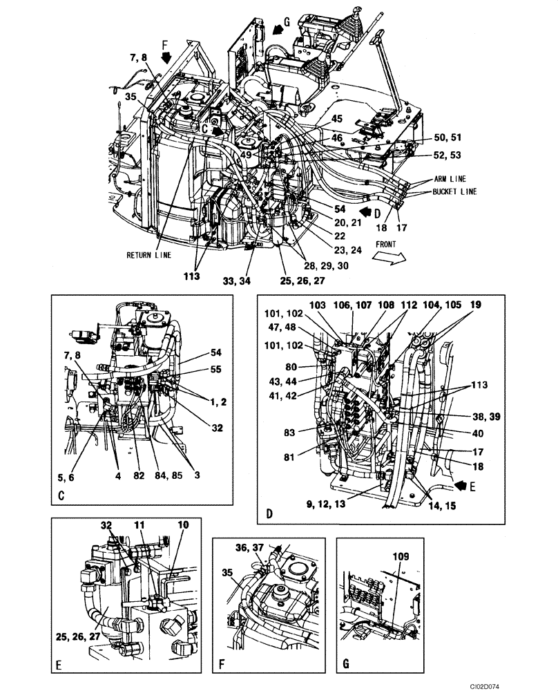 Схема запчастей Case CX75SR - (08-44) - HYDRAULICS, AUXILIARY - MULTI-PURPOSE + 3 WAY VALVE (08) - HYDRAULICS