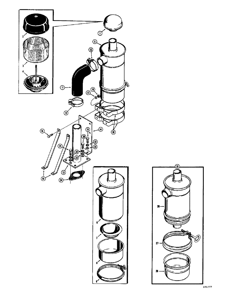 Схема запчастей Case 310G - (054) - OIL BATH AIR CLEANER - DIESEL (01) - ENGINE