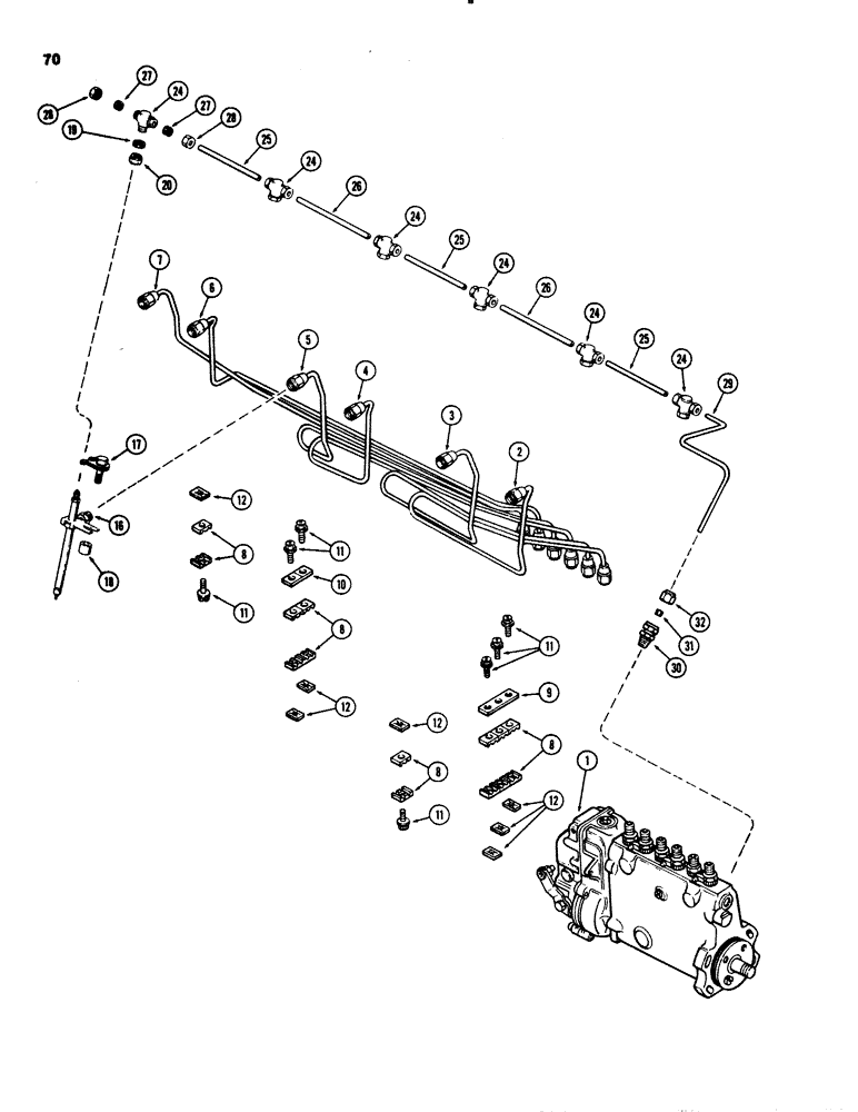 Схема запчастей Case 1150C - (070) - FUEL INJECTION SYSTEM, 451BD DIESEL ENGINE (03) - FUEL SYSTEM