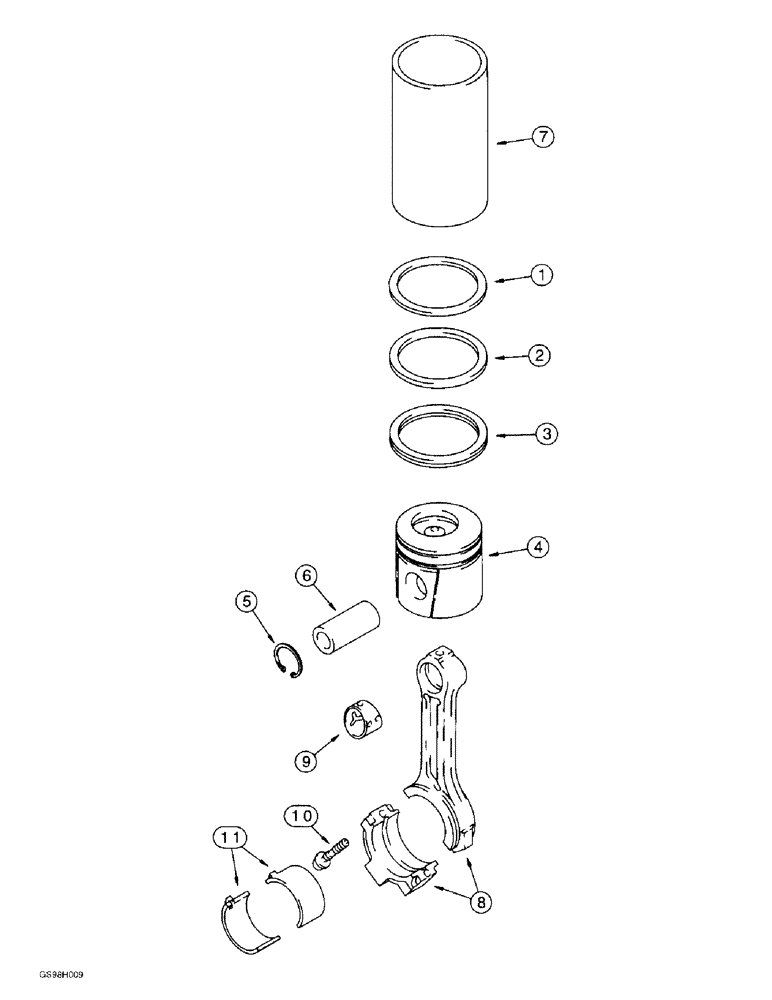 Схема запчастей Case 586E - (2-41A) - PISTONS AND CONNECTING RODS, P.I.N. JJG0251722 AND AFTER, 4-390 EMISSIONSCERTIFIED ENGINE (02) - ENGINE