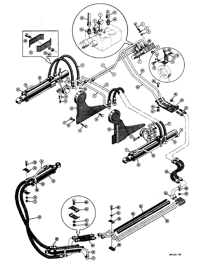 Схема запчастей Case 420B - (142) - HYDRAULIC ANGLING DOZER HYDRAULICS, LIFT CYLINDER HYDRAULICS (07) - HYDRAULIC SYSTEM