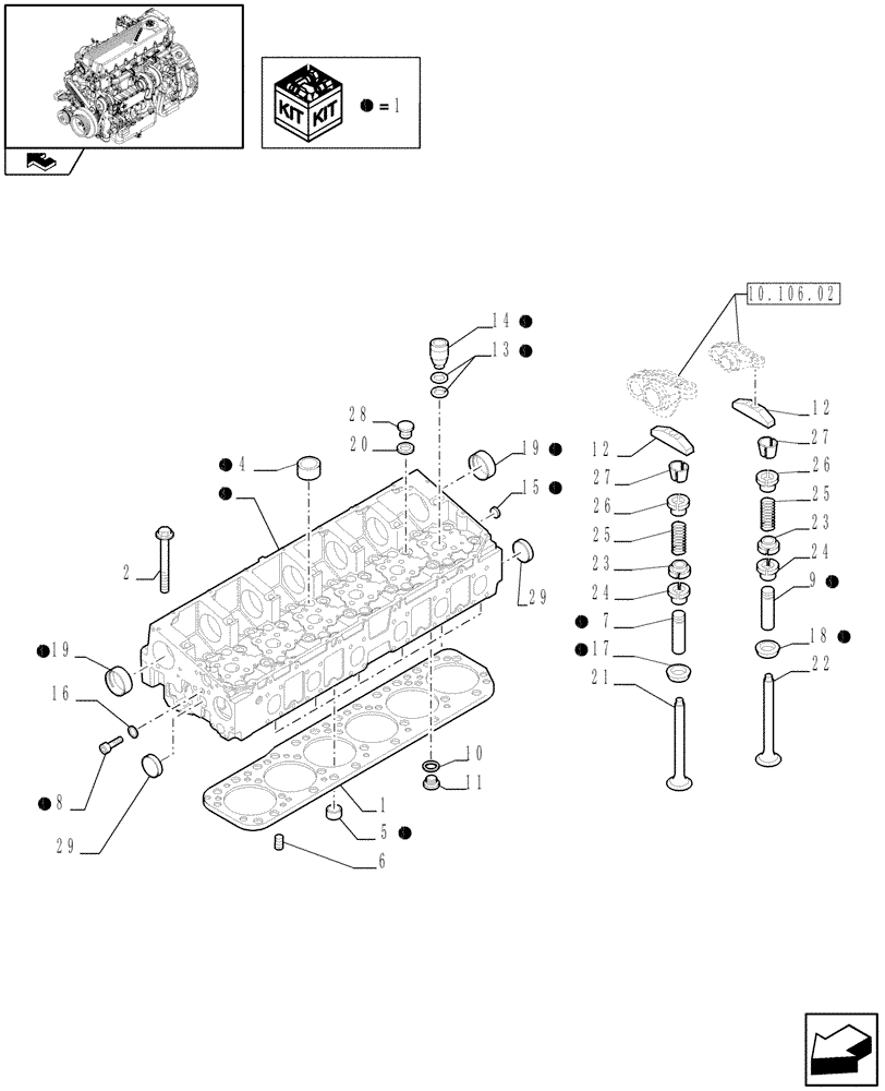 Схема запчастей Case F2CE9684U E151 - (10.101.01) - CYLINDER HEAD & RELATED PARTS (504129013 - 504029659 - 504129140) (01) - ENGINE