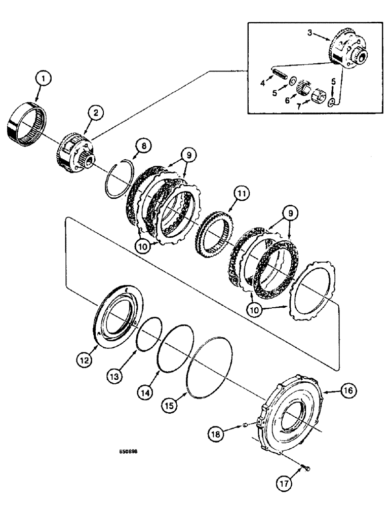 Схема запчастей Case W14 - (302) - TRANSMISSION, FORWARD CLUTCH AND PLANETARY (06) - POWER TRAIN