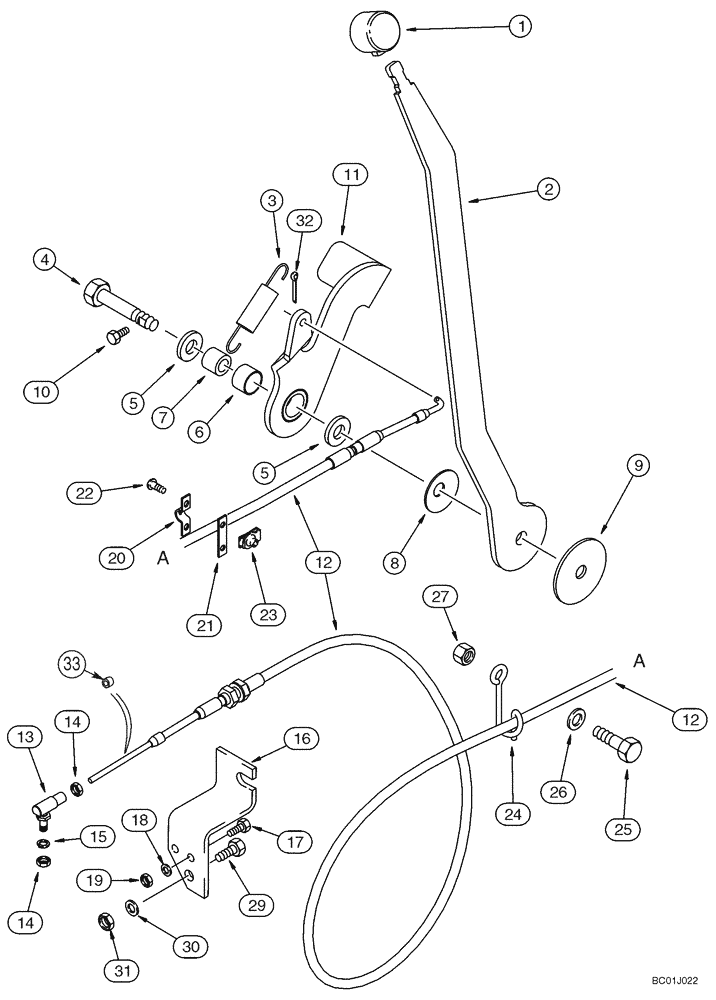 Схема запчастей Case 95XT - (03-03) - CONTROLS - THROTTLE (EUROPE) (03) - FUEL SYSTEM