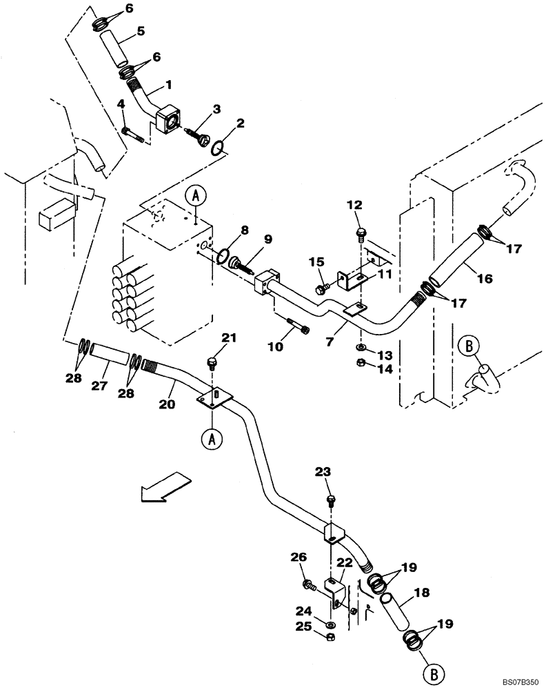 Схема запчастей Case CX240BLR - (08-007) - HYDRAULICS - RESERVOIR RETURN (08) - HYDRAULICS