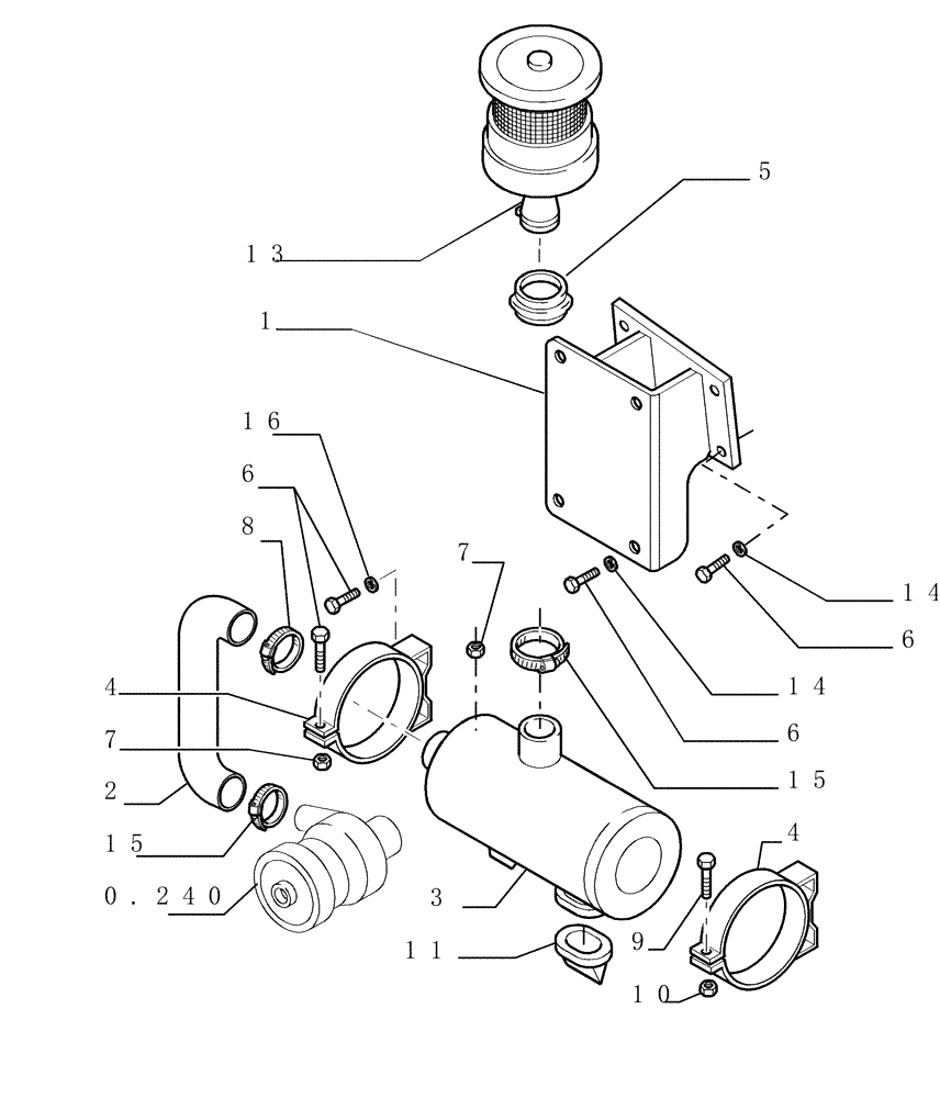 Схема запчастей Case 1850K - (0.540[01]) - DRY AIR CLEANER (01) - ENGINE