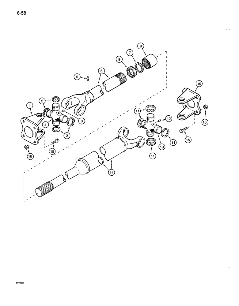 Схема запчастей Case 1086B - (6-058) - DRIVE SHAFT, TORQUE CONVERTER TO TRANSMISSION (06) - POWER TRAIN