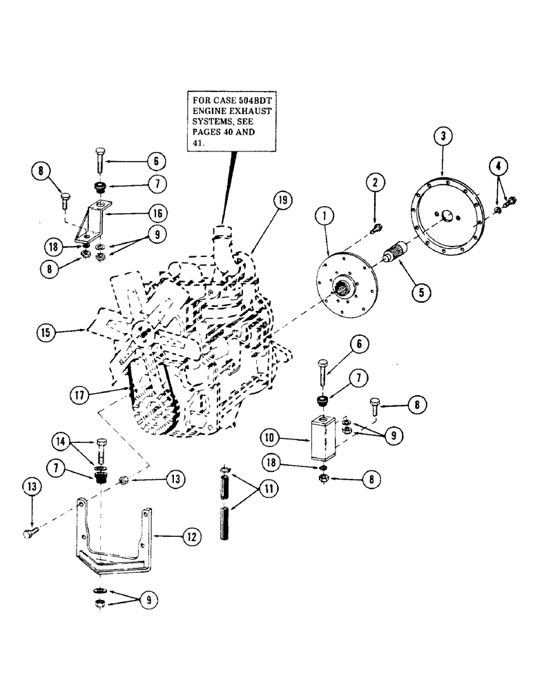 Схема запчастей Case 50 - (038) - CASE 504 BDT DIESEL ENGINE & MOUNTING PARTS, (S/N 6279926 AND AFTER) (10) - ENGINE