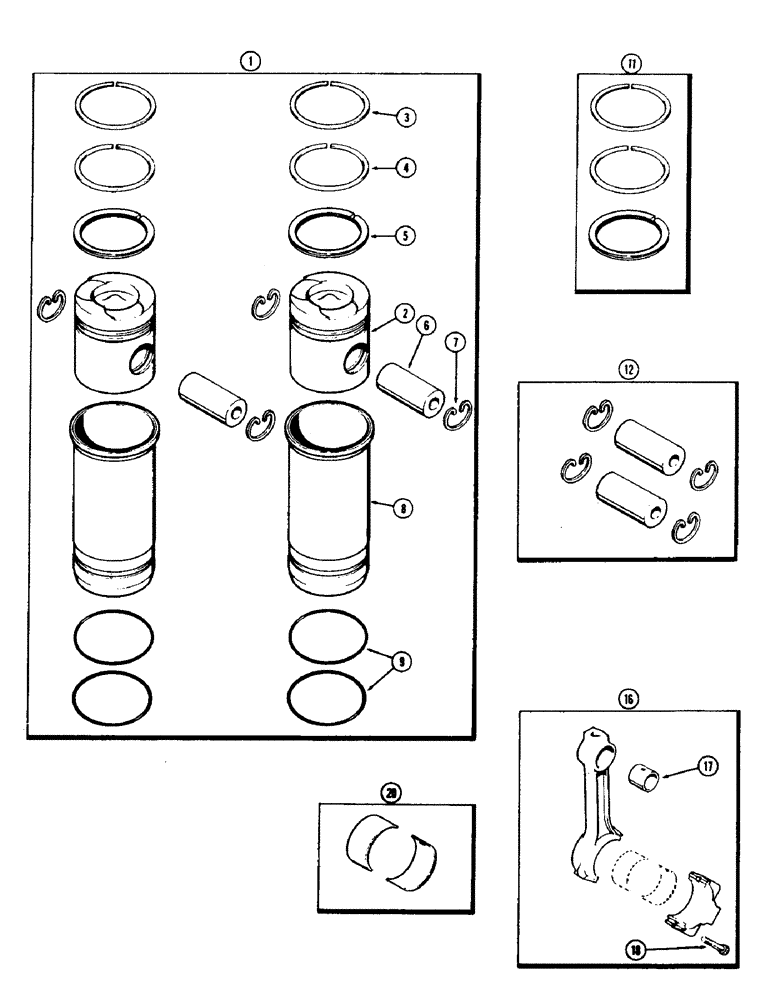 Схема запчастей Case 40 - (026) - PISTON ASSEMBLY, 504BDT ENGINE (10) - ENGINE