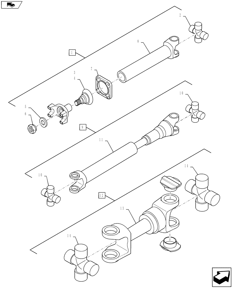 Схема запчастей Case 821F - (21.300.01) - DRIVE SHAFT ASSEMBLIES (21) - TRANSMISSION