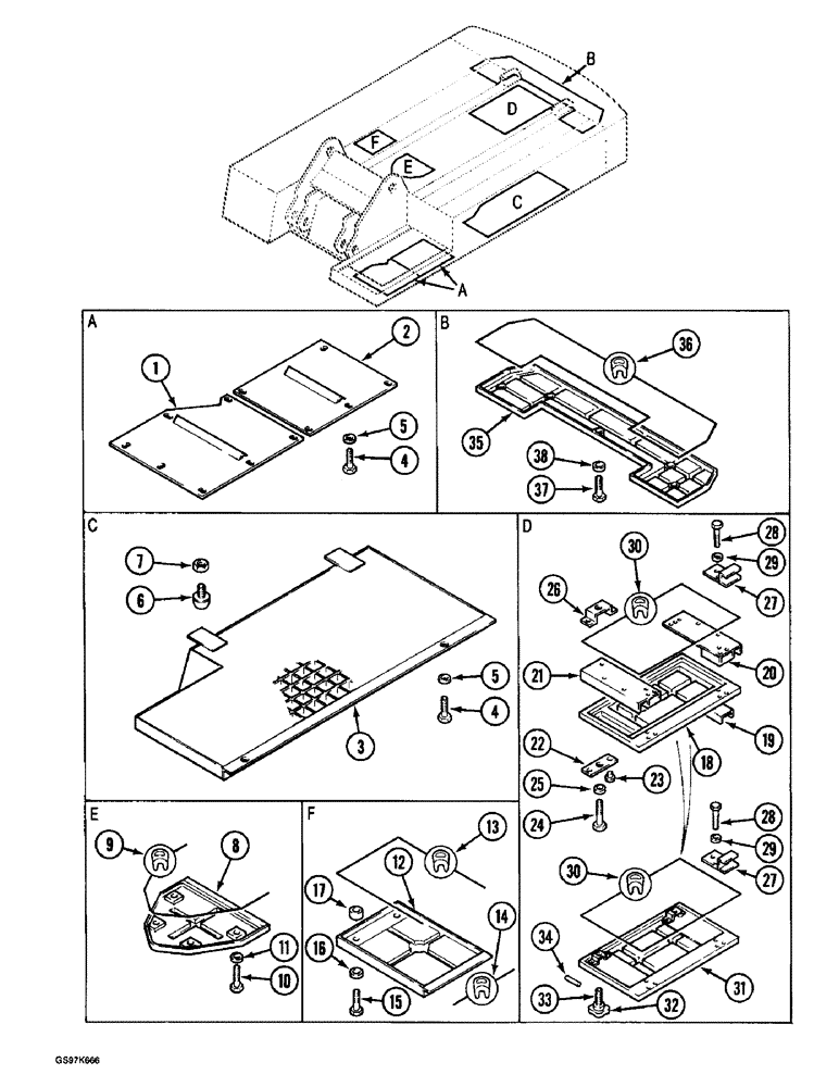 Схема запчастей Case 220B - (9-010) - TURNTABLE LOWER ACCESS COVERS, P.I.N. 74441 THROUGH 74597, P.I.N. 03201 AND AFTER (09) - CHASSIS