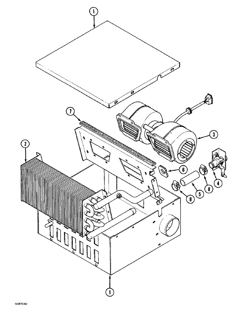 Схема запчастей Case 888 - (4-28) - CAB HEATER, KYSOR (04) - ELECTRICAL SYSTEMS