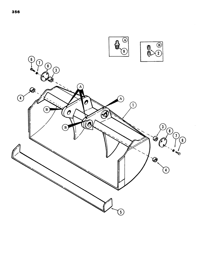 Схема запчастей Case 980B - (356) - DITCH BUCKET (19) - BUCKETS