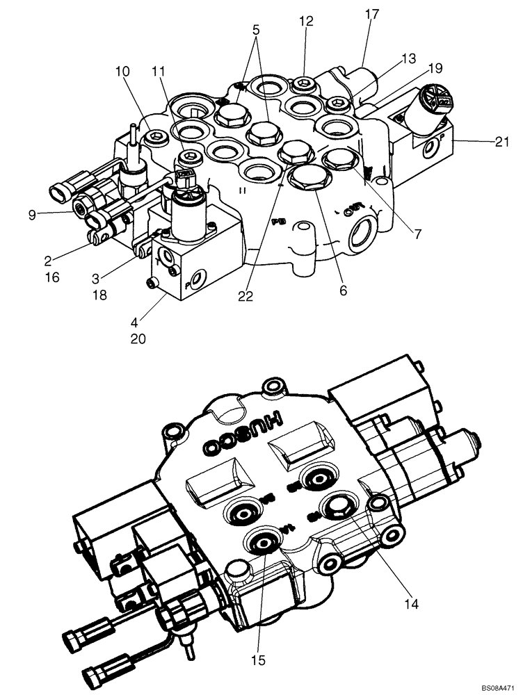 Схема запчастей Case 450CT - (08-21C) - CONTROL VALVE - 87583287 VALVE ASSY (08) - HYDRAULICS