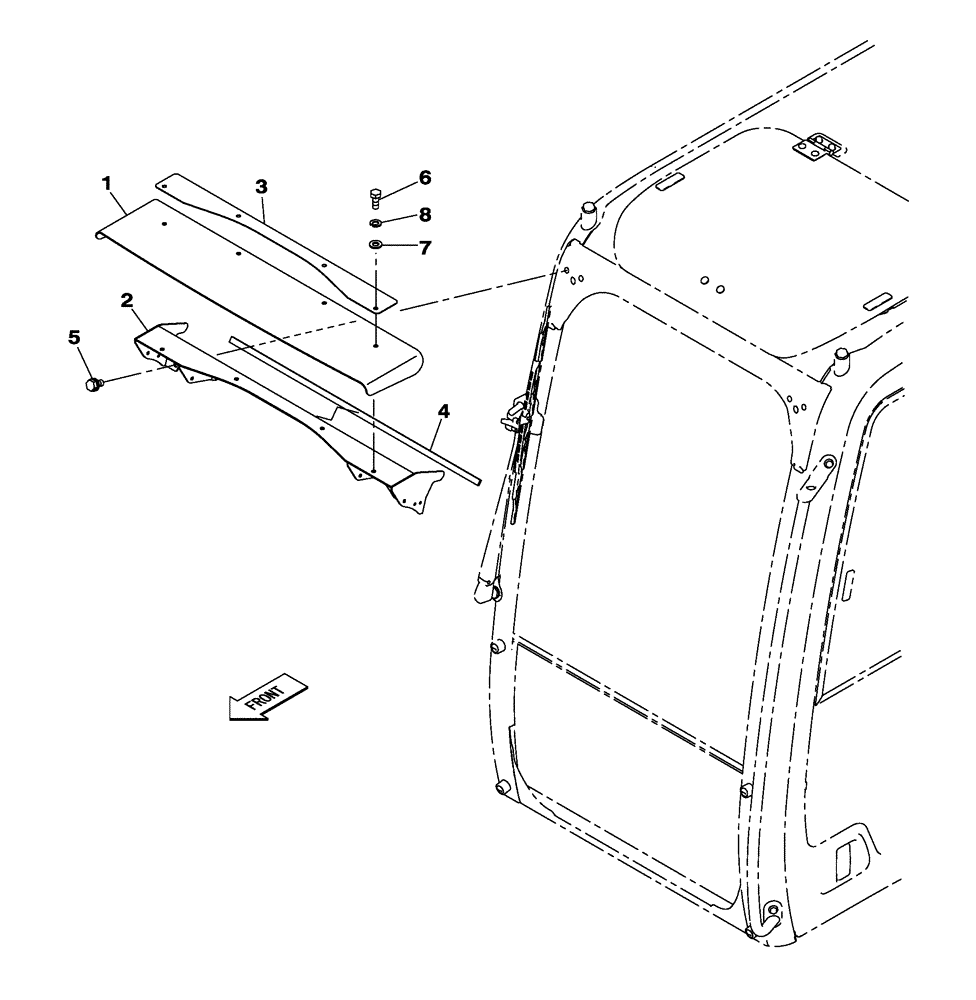 Схема запчастей Case CX250C - (09-028[00]) - CAB - VISOR (09) - CHASSIS/ATTACHMENTS