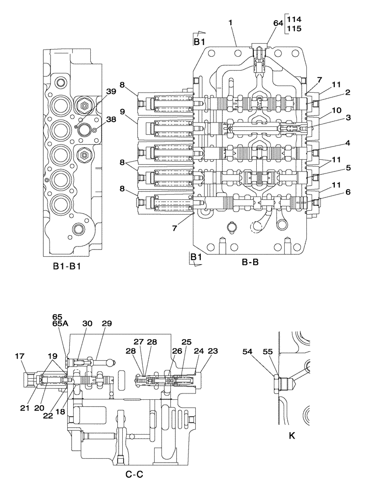 Схема запчастей Case CX350 - (08-173-00[01]) - CONTROL VALVE (08) - HYDRAULICS