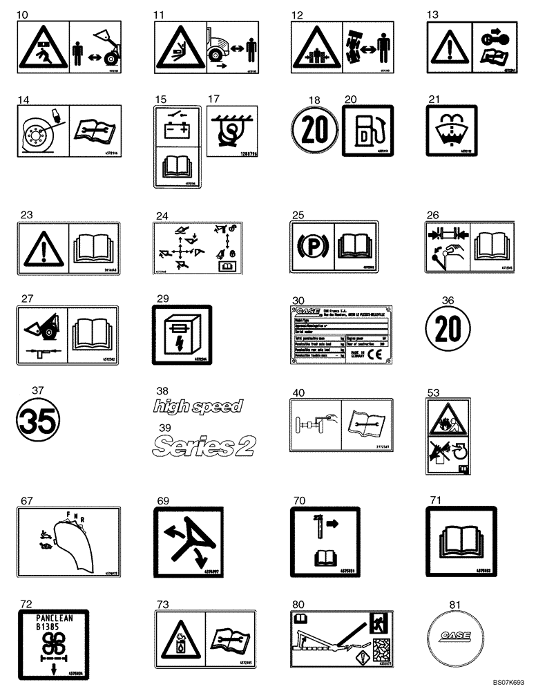 Схема запчастей Case 21D - (91.020[2990055000]) - DECAL KIT (EUROPE) (90) - PLATFORM, CAB, BODYWORK AND DECALS