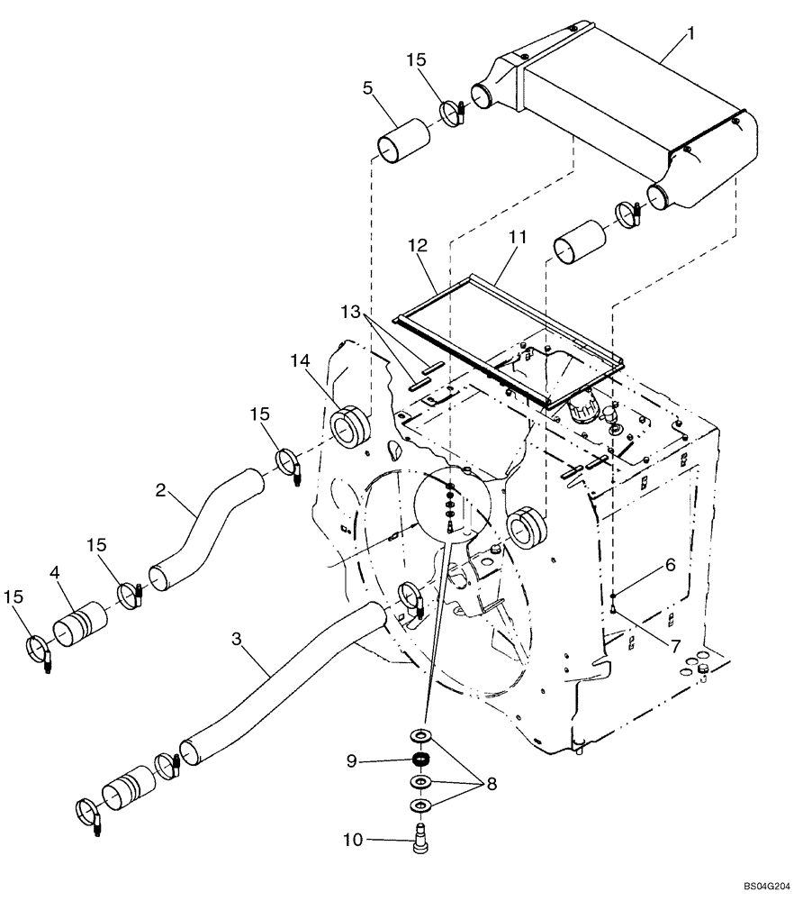 Схема запчастей Case 621D - (02-05) - COOLING SYSTEM - AIR COOLER (02) - ENGINE