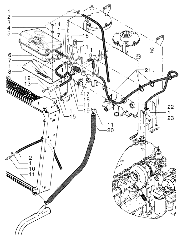 Схема запчастей Case 865B - (02-36[01]) - WATER TANK AND PIPING (02) - ENGINE