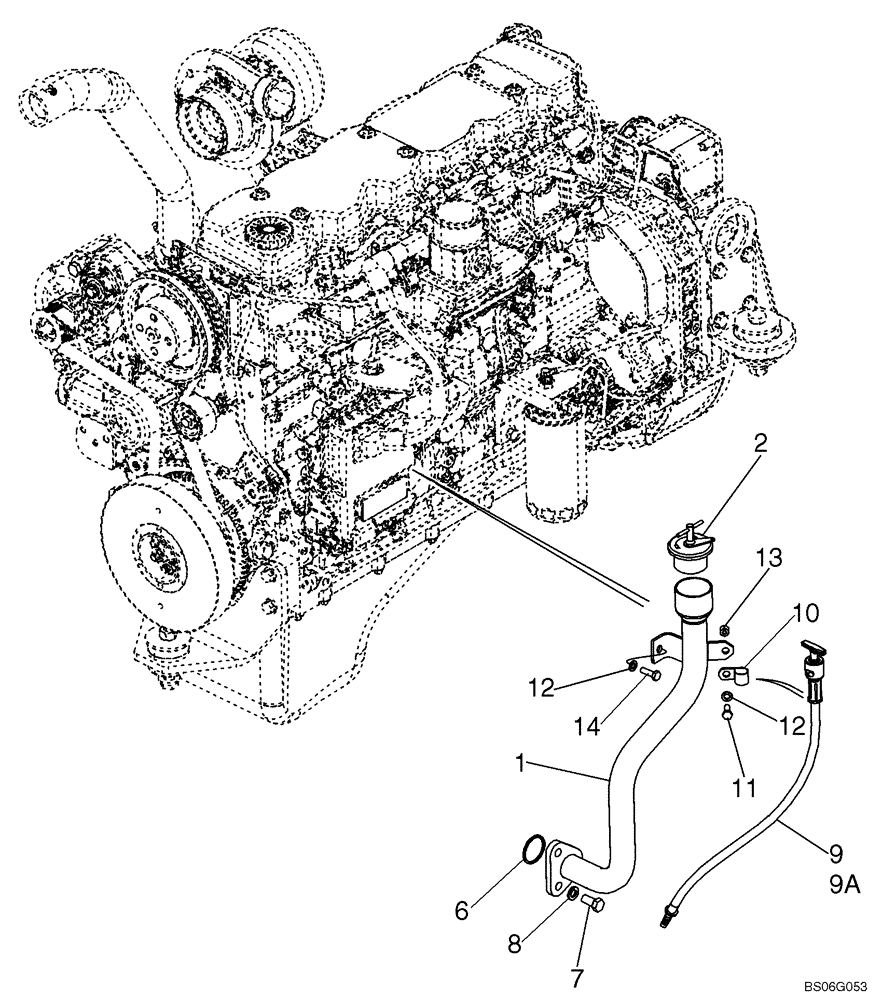 Схема запчастей Case 1150K - (02-09) - ENGINE, DIPSTICK (02) - ENGINE