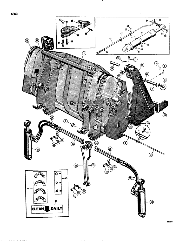 Схема запчастей Case 1150 - (132) - DROTT 4-IN-1 BUCKET (05) - UPPERSTRUCTURE CHASSIS