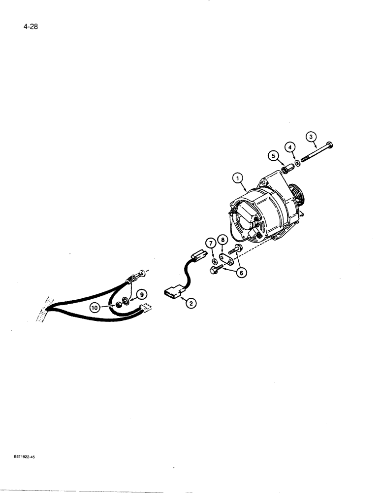 Схема запчастей Case 455C - (4-28) - BOSCH ALTERNATOR MOUNTING AND WIRING CONNECTION (04) - ELECTRICAL SYSTEMS