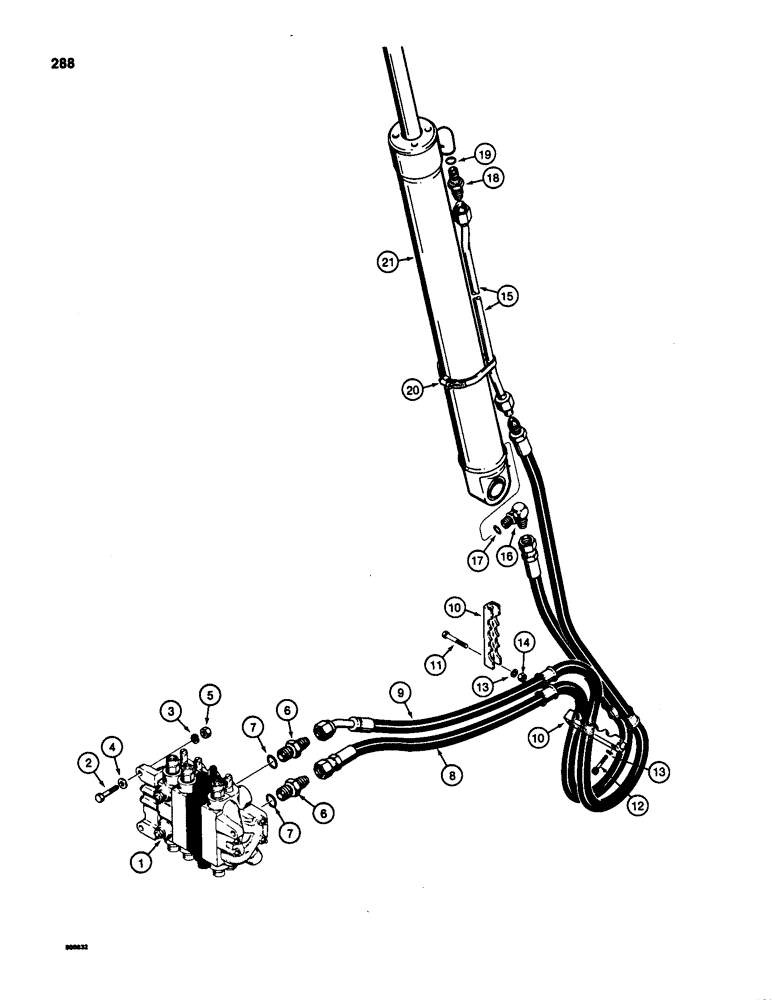 Схема запчастей Case 580D - (288) - BACKHOE DIPPER CYLINDER HYDRAULIC CIRCUIT (08) - HYDRAULICS