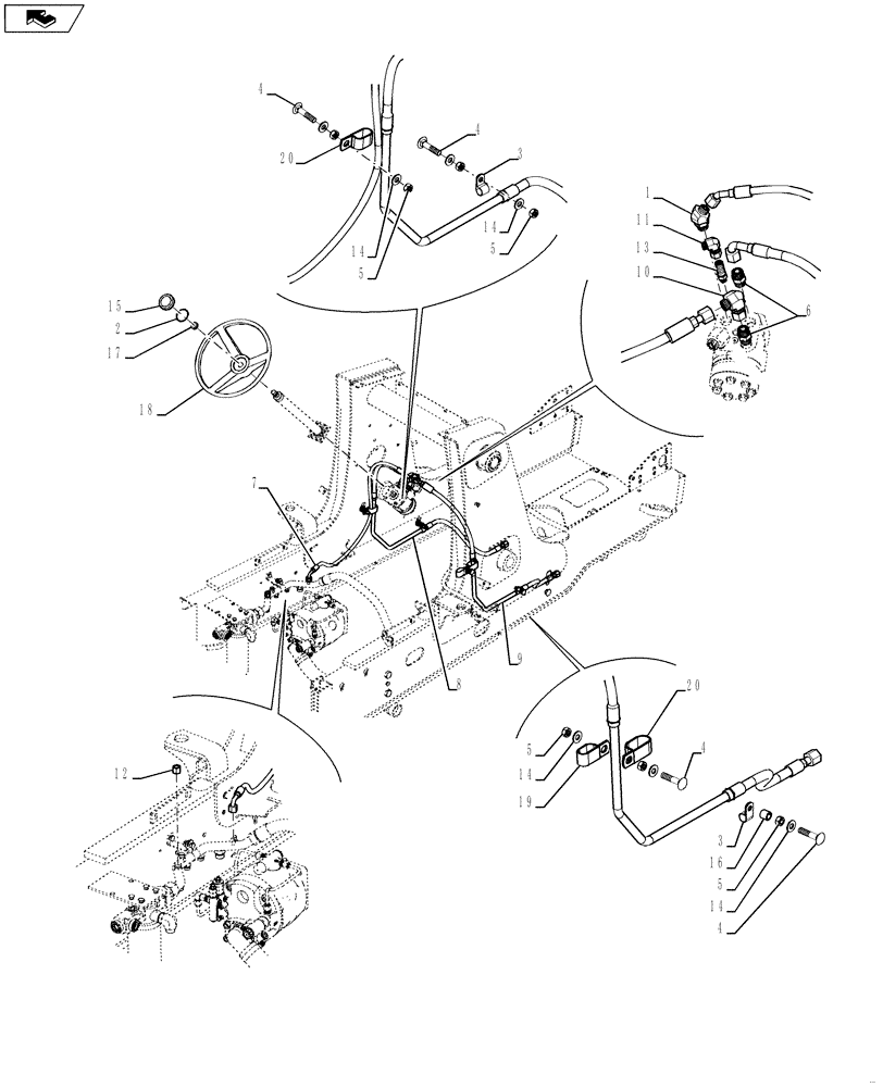 Схема запчастей Case 590SN - (41.200.03) - HYDRAULICS - STEERING (580SN, 580SN WT, 590SN) (41) - STEERING